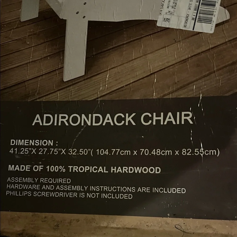 Adirondack Chair - White Hardwood Outdoor Accent - Picture 8 of 8